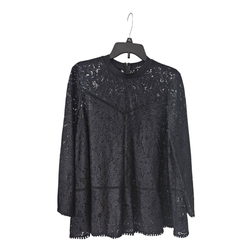 Zara Black Lace Long Sleeve Blouse
